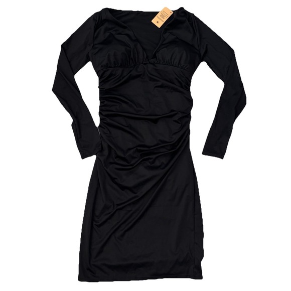 Popilush Dresses & Skirts - NWT Popilush Black Built in Shapewear Slimming Ruched Bodycon Dress Large Sleek